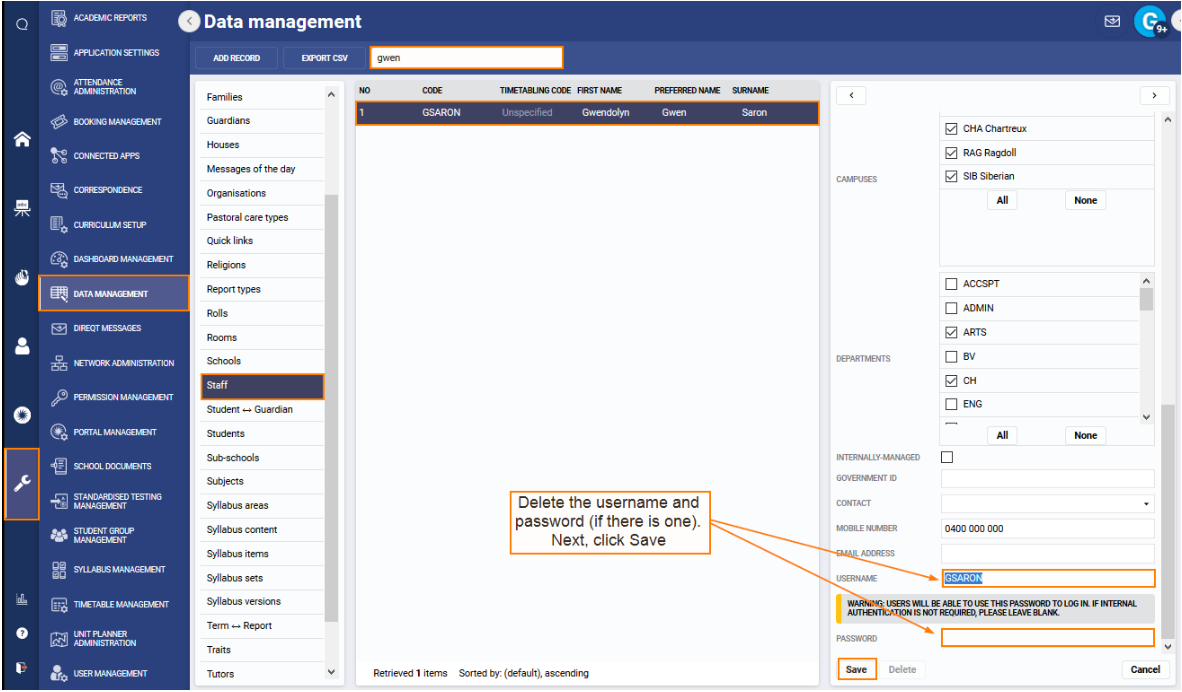 Managing Accounts for Staff who Have Left